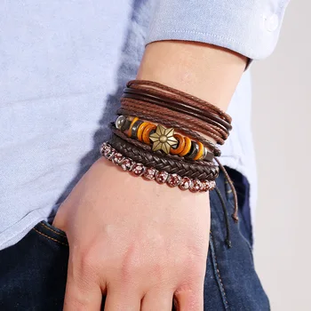 CHENFAN New European and American popular skull beads Retro Leather Bracelet set men's knitting DIY suit leatherbracelet
CHENFAN New European and American popular skull beads Retro Leather Bracelet set men's knitting DIY suit leatherbracelet