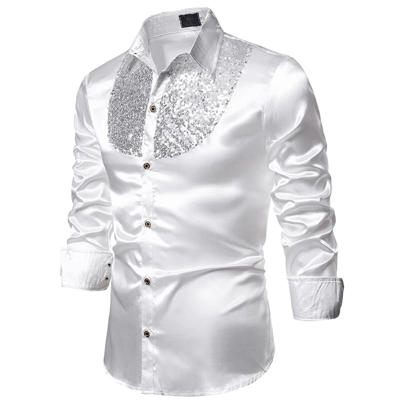 WENYUJH 2019 Men's Luxury Sequin Casual Shirts Long Sleeve Silk Satin Shiny Dj Party Shirt Men Stage Dance Shirts Plus Size 2XL 
WENYUJH 2019 Men's Luxury Sequin Casual Shirts Long Sleeve Silk Satin Shiny Dj Party Shirt Men Stage Dance Shirts Plus Size 2XL