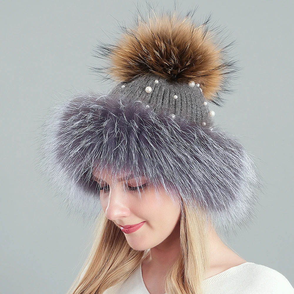 Real Fur Pom Pom Hats For Women Knitted Beanies Caps With Pearl Women's Winter Hats For Girls New fox Hair Lady Hat
Real Fur Pom Pom Hats For Women Knitted Beanies Caps With Pearl Women's Winter Hats For Girls New fox Hair Lady Hat