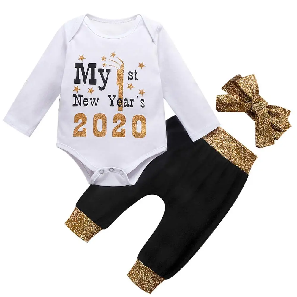 Ropa bebe/боди для новорожденных девочек и мальчиков с надписью Happy New Year Комбинезон