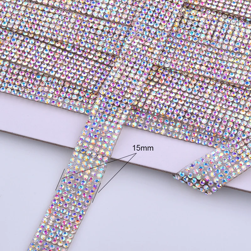 JUNAO-5-Yard-Clear-Crystal-Hot-Fix-Rhinestones-Trim-Glass-Crystal-Mesh-Hotfix-AB-Strass-Applique (4)