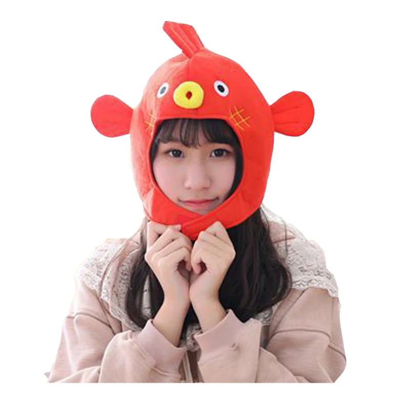 

Korean Girl Heart Cartoon Puffer Fish Headgear Hood Hat Plush Toy Birthday Stuffed Cap Gift