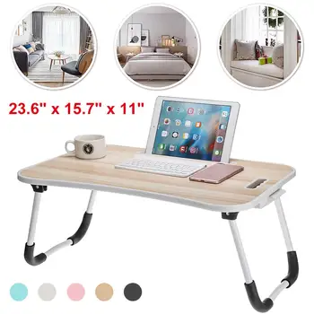 

60 x 40 x 28cm Bed Tray Desk Folding Computer Desk With Card Slot Cup Holder Drawer Small Table Laptop Computer Table