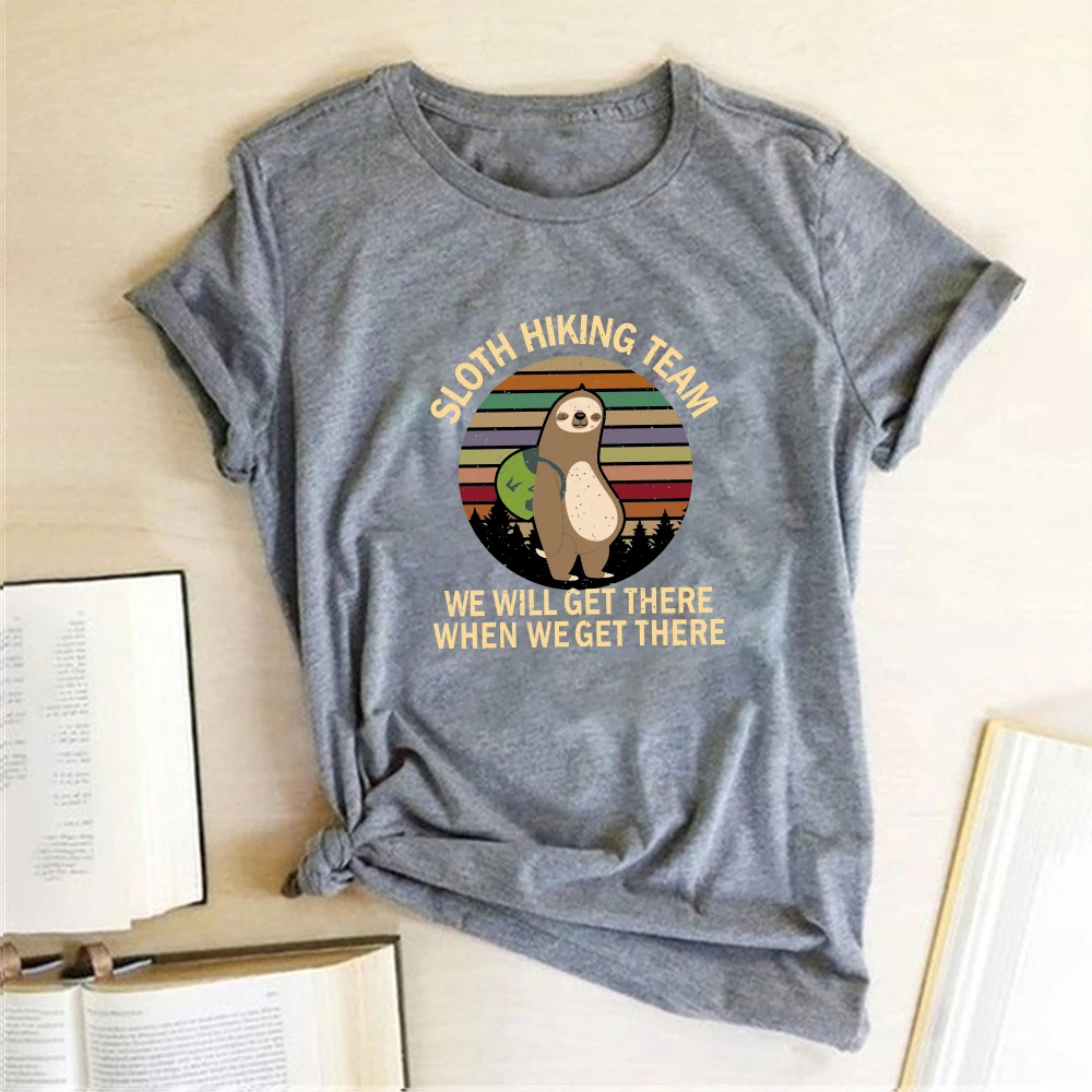 Sloth Hiking Team Women Graphic T-shirts Printed JKP4750