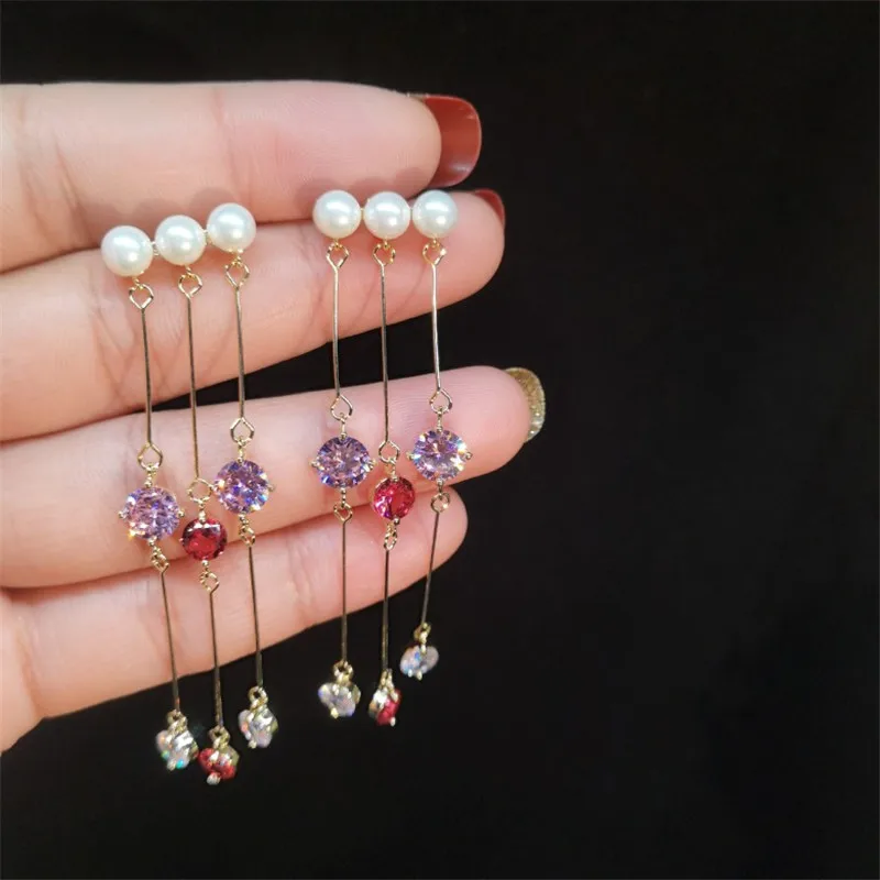 Fashion Pearls Tassel Earrings For Girl Shinning Crystal Water Drop Earrings Korea Sweet Long Stud Earring Brand Jewelry
Fashion Pearls Tassel Earrings For Girl Shinning Crystal Water Drop Earrings Korea Sweet Long Stud Earring Brand Jewelry