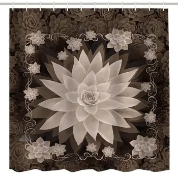 Fabric Shower Curtain Floral Design, Retro Vintage Unique Lotus Flower Pattern Art Print Bathroom Sets, Brown White Fabric
Fabric Shower Curtain Floral Design, Retro Vintage Unique Lotus Flower Pattern Art Print Bathroom Sets, Brown White Fabric