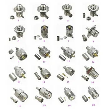 10Pcs Connector UHF PL259 SO239 Crimp RG316 RG174 / RG58 RG142 / RG8X LMR240 / RG5 RG6 / RG8 LMR400 Male & Female RF Adapter 
10Pcs Connector UHF PL259 SO239 Crimp RG316 RG174 / RG58 RG142 / RG8X LMR240 / RG5 RG6 / RG8 LMR400 Male & Female RF Adapter