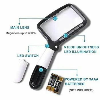 1pcs 5 LED Lights High Magnification Magnifying Glass Double Lens Upgraded Magnifier Lamp Magnifying Glass
1pcs 5 LED Lights High Magnification Magnifying Glass Double Lens Upgraded Magnifier Lamp Magnifying Glass
