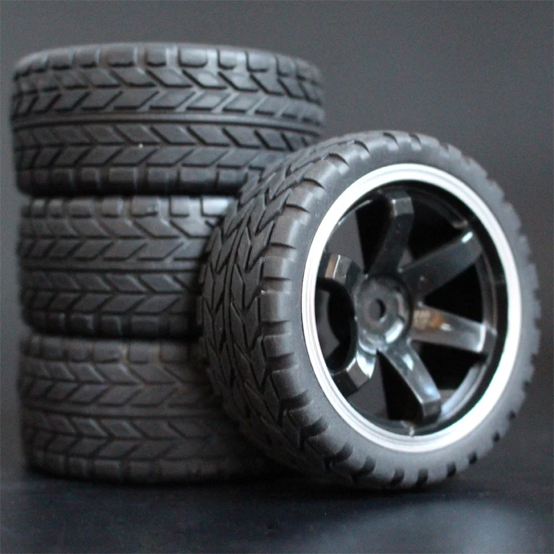 Фото 4PCS 1/10 Rubber Tire RC Racing Car Tires On Road Wheel Rim Fit For HSP HPI Part Diameter 65mm 94123-94122 | Игрушки и хобби