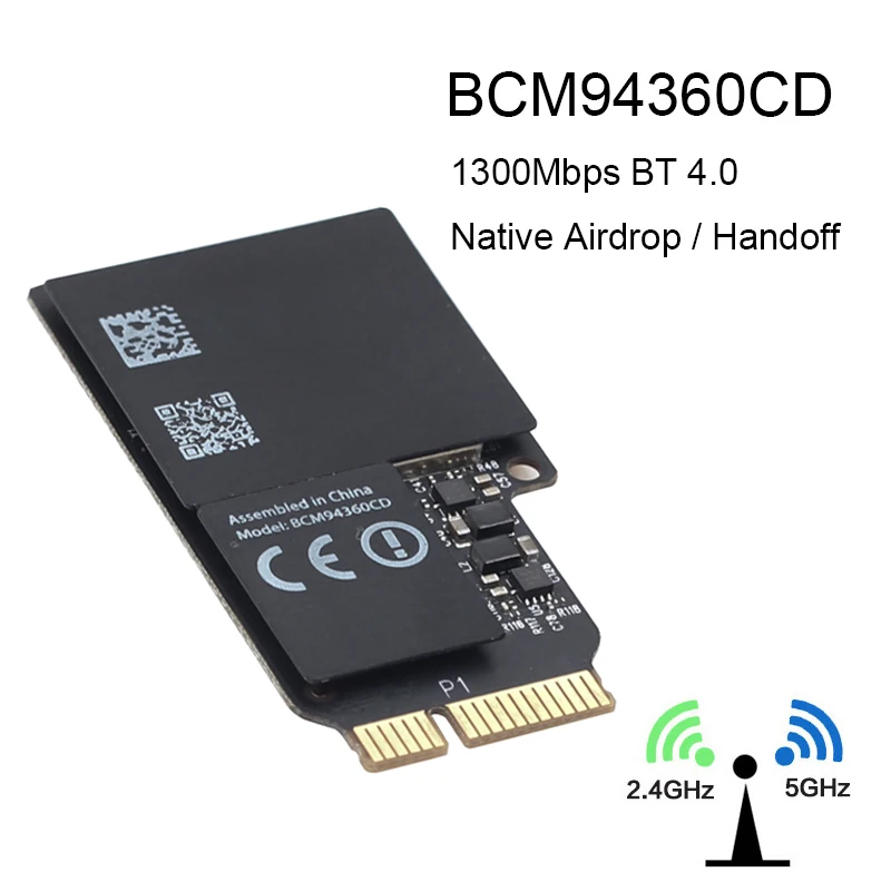 Dual Band 1750Mbps BCM94360CD 802.11AC WIFI Wireless Bluetooth 4.0 bcm94360cd card Native Airdrop Handoff for MAC OS
Dual Band 1750Mbps BCM94360CD 802.11AC WIFI Wireless Bluetooth 4.0 bcm94360cd card Native Airdrop Handoff for MAC OS
