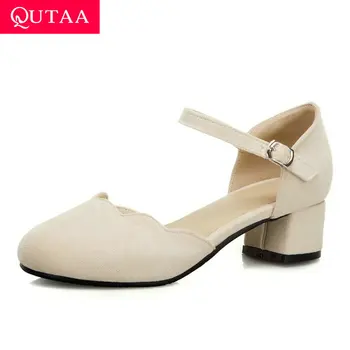 QUTAA 2020 Square Heels Casual Round Toe Buckle Concise Women Shoes Spring Summer Flock Fashion Hollow Ladies Pumps Size 34-43
QUTAA 2020 Square Heels Casual Round Toe Buckle Concise Women Shoes Spring Summer Flock Fashion Hollow Ladies Pumps Size 34-43