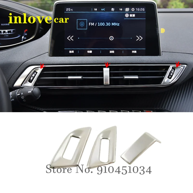 For Peugeot 3008 GT 5008 2017 2018 Stainless steel Car air conditioner Outlet decoration Cover trim Accessories Car Styling 3pcs
For Peugeot 3008 GT 5008 2017 2018 Stainless steel Car air conditioner Outlet decoration Cover trim Accessories Car Styling 3pcs