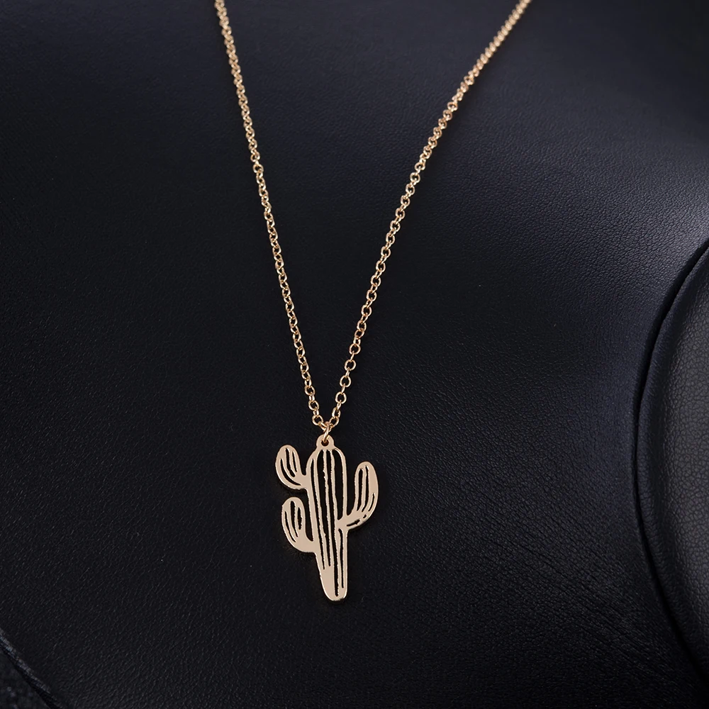 

New Fashion The Cactus Pendant Necklace Simple Style Plant Cactus Gold Necklace for Women Girl Kids Fashion Jewelry Accessaries