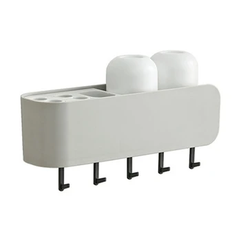 Bathroom Multifunction Electric Toothbrush Holder,Toothpaste ToothBrush Cup Rack with 5x Storage Hooks Toilet Requisites Shelf
Bathroom Multifunction Electric Toothbrush Holder,Toothpaste ToothBrush Cup Rack with 5x Storage Hooks Toilet Requisites Shelf