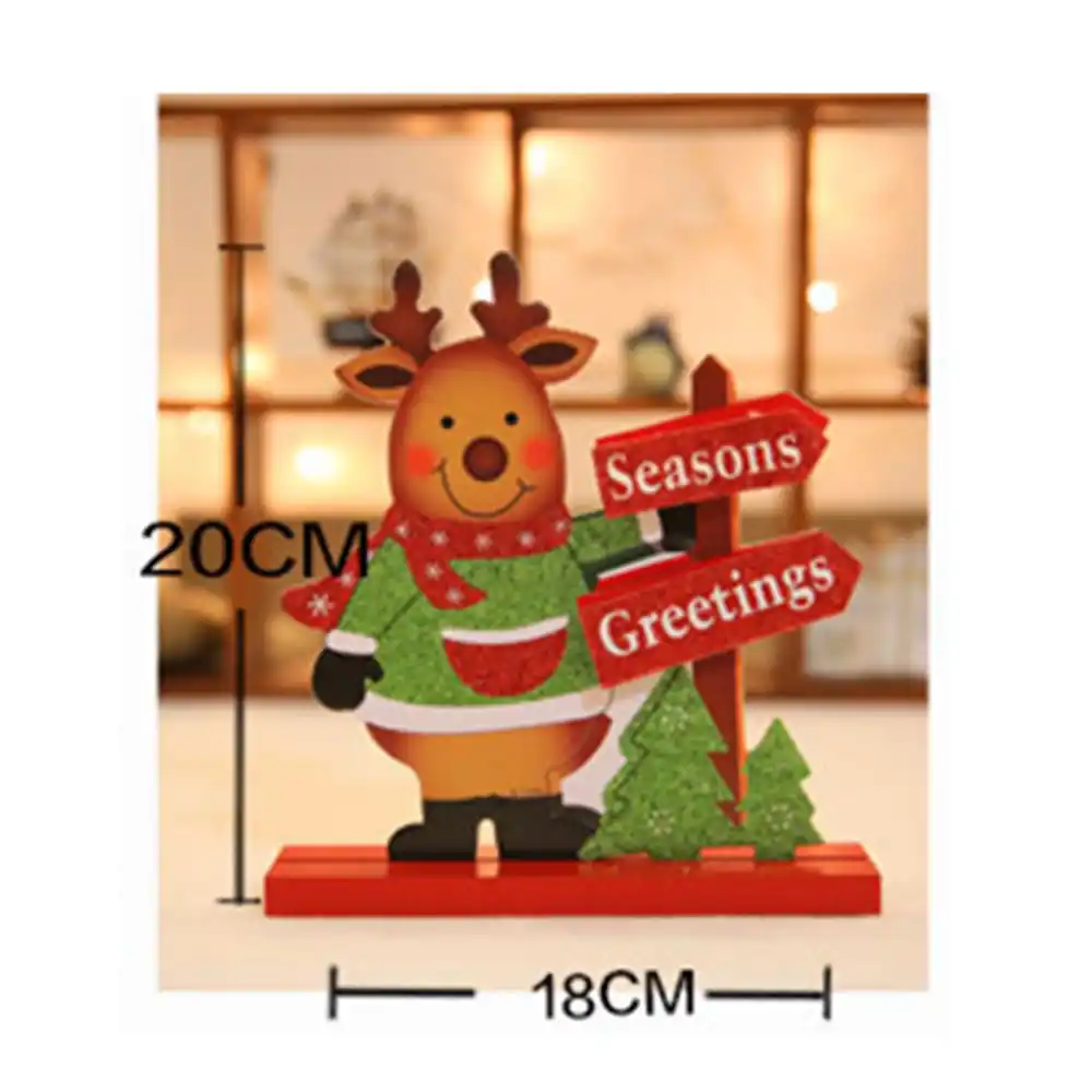 wooden craft xmas elk ornament wood party home christmas table