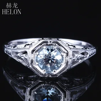 HELON Solid 14K White Gold AU585 Round 4.5mm Natural Aquamarine Engagement Anniversary Filigree Women Art Deco Fine Jewelry Ring
HELON Solid 14K White Gold AU585 Round 4.5mm Natural Aquamarine Engagement Anniversary Filigree Women Art Deco Fine Jewelry Ring