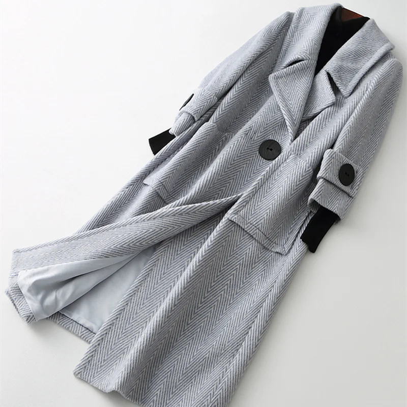 Superior Women 2020 quality Wool Coat Stripe Woolen Jacket Women's Alpaca Cashmere Coats Long Autumn Winter Jackets Overcoat en
Superior Women 2020 quality Wool Coat Stripe Woolen Jacket Women's Alpaca Cashmere Coats Long Autumn Winter Jackets Overcoat en
