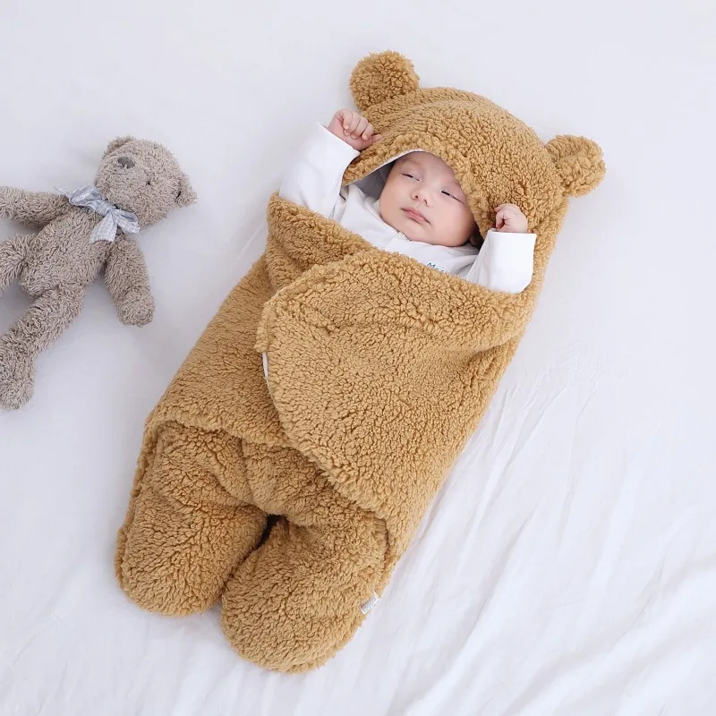 

Cute Newborn Baby Boys Girls Blankets Plush Swaddle Wrap Ultra-Soft Fluffy Fleece Sleeping Bag Cotton Soft Bedding Baby Stuff