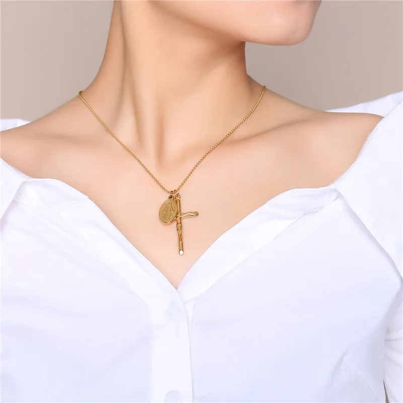 ZORCVENS Vierge Marie ожерелья для монет женщин подвески с крестом Иисуса золотой цвет