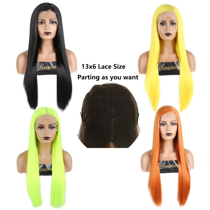 RONGDUOYI Long Black Hand Tied Fiber Hair 13X6 Synthetic Lace Front Wigs for Women Silky Straight Front Lace Wig with Side Part 
RONGDUOYI Long Black Hand Tied Fiber Hair 13X6 Synthetic Lace Front Wigs for Women Silky Straight Front Lace Wig with Side Part