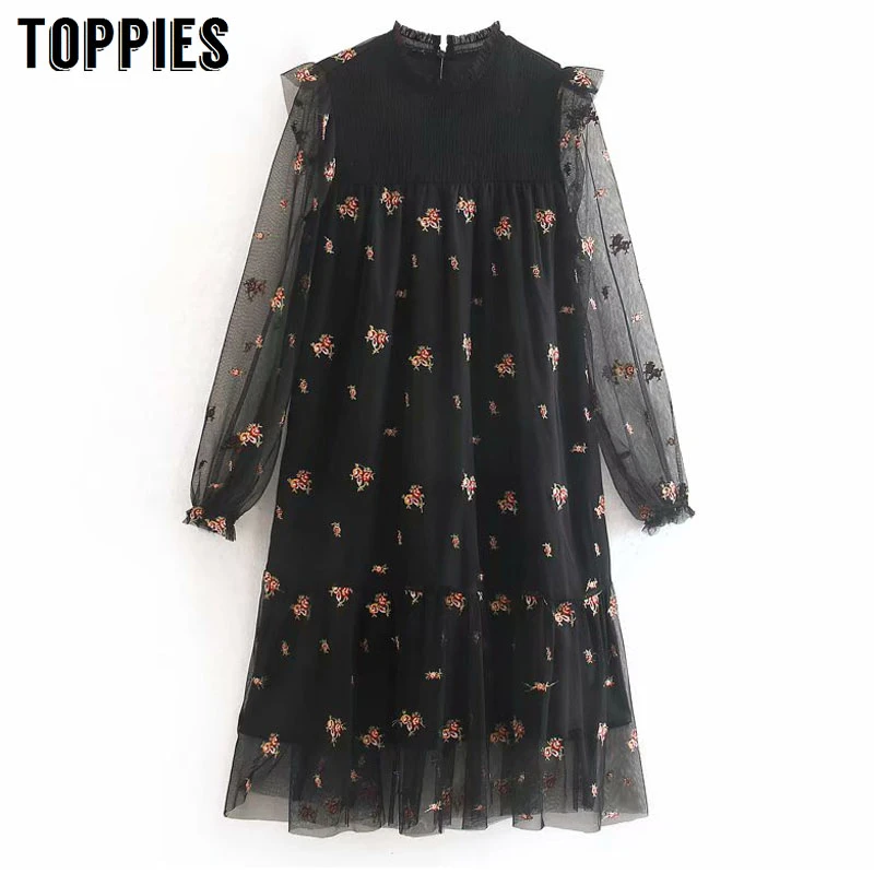 2020 Spring Long Sleeve Floral Embroidery Mesh Yarn Dress Lolita Cute Ruffles Blouse Dress 
2020 Spring Long Sleeve Floral Embroidery Mesh Yarn Dress Lolita Cute Ruffles Blouse Dress