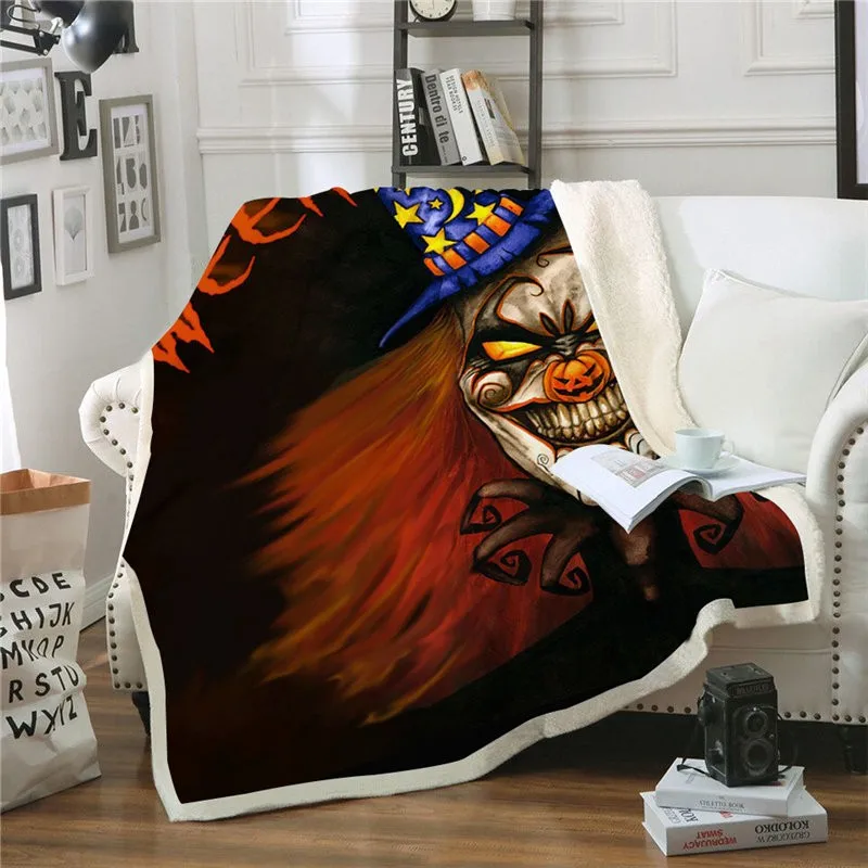 Одеяло из шерпы на Хэллоуин модное одеяло клоун аниме Фирменный подарок для