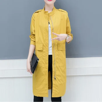 Spring Women 2020 New Plus size Loose Long Section Solid Color Pocket Zipper Windbreaker Wild Thin Trench Coat Female Outerwear
Spring Women 2020 New Plus size Loose Long Section Solid Color Pocket Zipper Windbreaker Wild Thin Trench Coat Female Outerwear