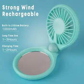 Portable Mini Fan LED Colorful Light Makeup Mirror 3 speeds Adjustment Handheld Pocket Folding Air Cooling Fans 1000mAh Battery
Portable Mini Fan LED Colorful Light Makeup Mirror 3 speeds Adjustment Handheld Pocket Folding Air Cooling Fans 1000mAh Battery