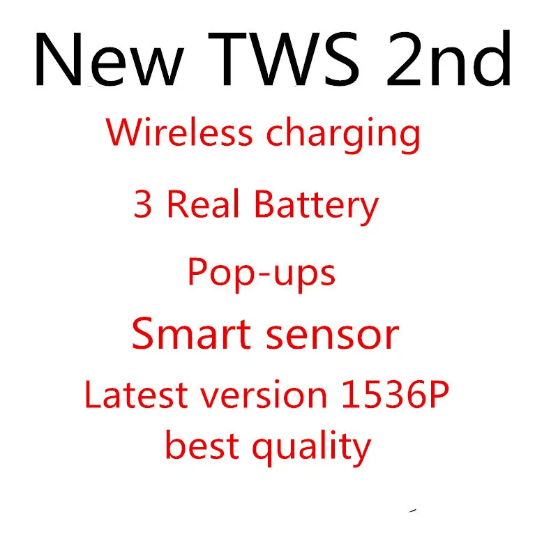 New TWS 2nd Earphone Bluetooth Earbuds Wireless Headset Stereo In-Ear Earphones With Charging Box for IOS and Android
New TWS 2nd Earphone Bluetooth Earbuds Wireless Headset Stereo In-Ear Earphones With Charging Box for IOS and Android