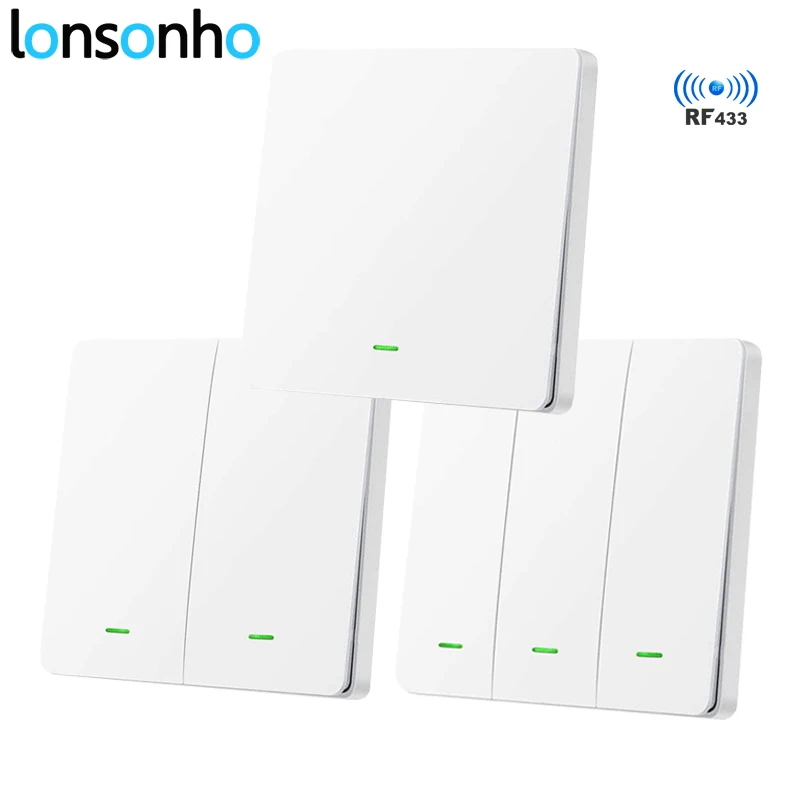 Lonsonho RF 433 Light Switch Sticker Wireless Remote Control EU Push Button Wall Switches Compatible With RF Switch Smart Home
Lonsonho RF 433 Light Switch Sticker Wireless Remote Control EU Push Button Wall Switches Compatible With RF Switch Smart Home