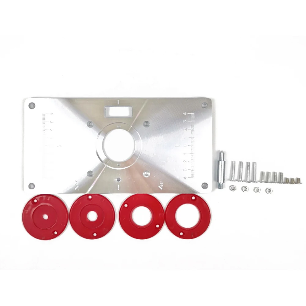 Multifunctional Router Table Insert Plate Aluminium Wood Trimmer Models Engraving Machine with 4 Rings Tools
Multifunctional Router Table Insert Plate Aluminium Wood Trimmer Models Engraving Machine with 4 Rings Tools