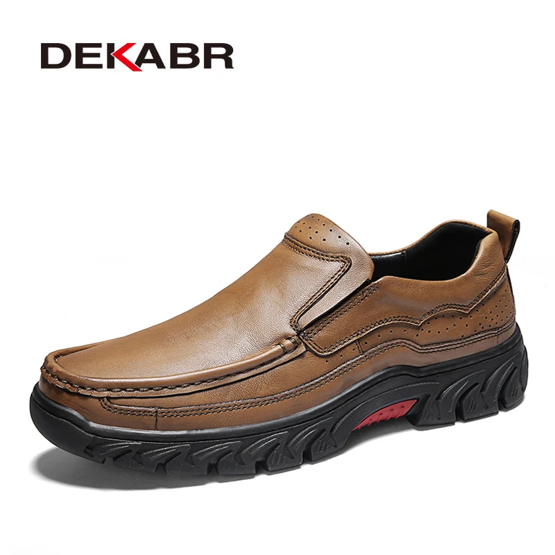Фото Мужские мокасины DEKABR из натуральной кожи удобные мягкие туфли-оксфорды для