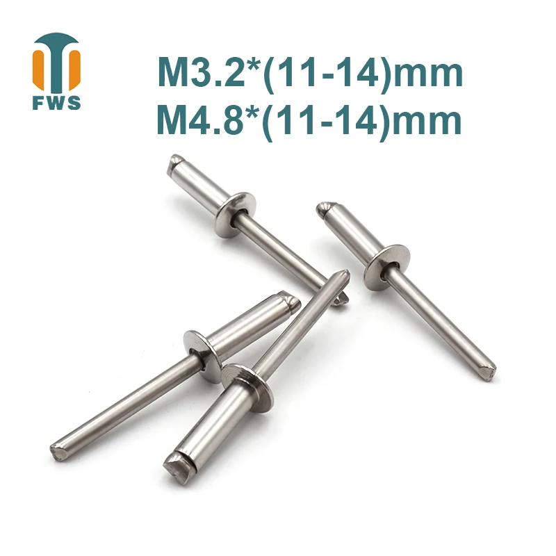 10PCS M3.2/M4.8 11-14mm DIN EN ISO 15983 GB /T 12618.4 Stainless Steel Open End Blind Rivets Pop Rivets With Protruding Head
10PCS M3.2/M4.8 11-14mm DIN EN ISO 15983 GB /T 12618.4 Stainless Steel Open End Blind Rivets Pop Rivets With Protruding Head