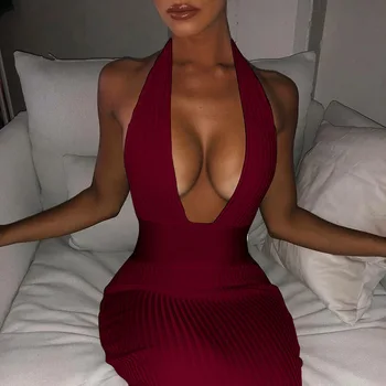 Elegant Halter Knitted Dress Sexy Low Cut Club Party Women Long Dress Bodycon Bandage Backless Femme Wrap Hip Vestiods Red White
Elegant Halter Knitted Dress Sexy Low Cut Club Party Women Long Dress Bodycon Bandage Backless Femme Wrap Hip Vestiods Red White