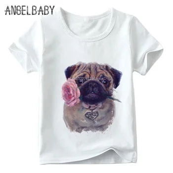 Children Retro Flower Pug Print T shirt Boys and Girls Summer Casual Tops Kid Soft White T-shirt 
Children Retro Flower Pug Print T shirt Boys and Girls Summer Casual Tops Kid Soft White T-shirt