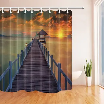 Wooden Deck with Light to Pavilion Under Majestic CloudsShower Curtain Resistant Polyester Fabric Bathroom Decorations Bath
Wooden Deck with Light to Pavilion Under Majestic CloudsShower Curtain Resistant Polyester Fabric Bathroom Decorations Bath