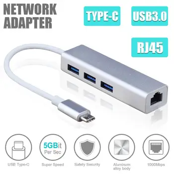 USB C to Ethernet Adapter with Type C USB 3.1 HUB 3 Ports RJ45 Network Card Lan Adapter for Macbook USB-C Type
USB C to Ethernet Adapter with Type C USB 3.1 HUB 3 Ports RJ45 Network Card Lan Adapter for Macbook USB-C Type