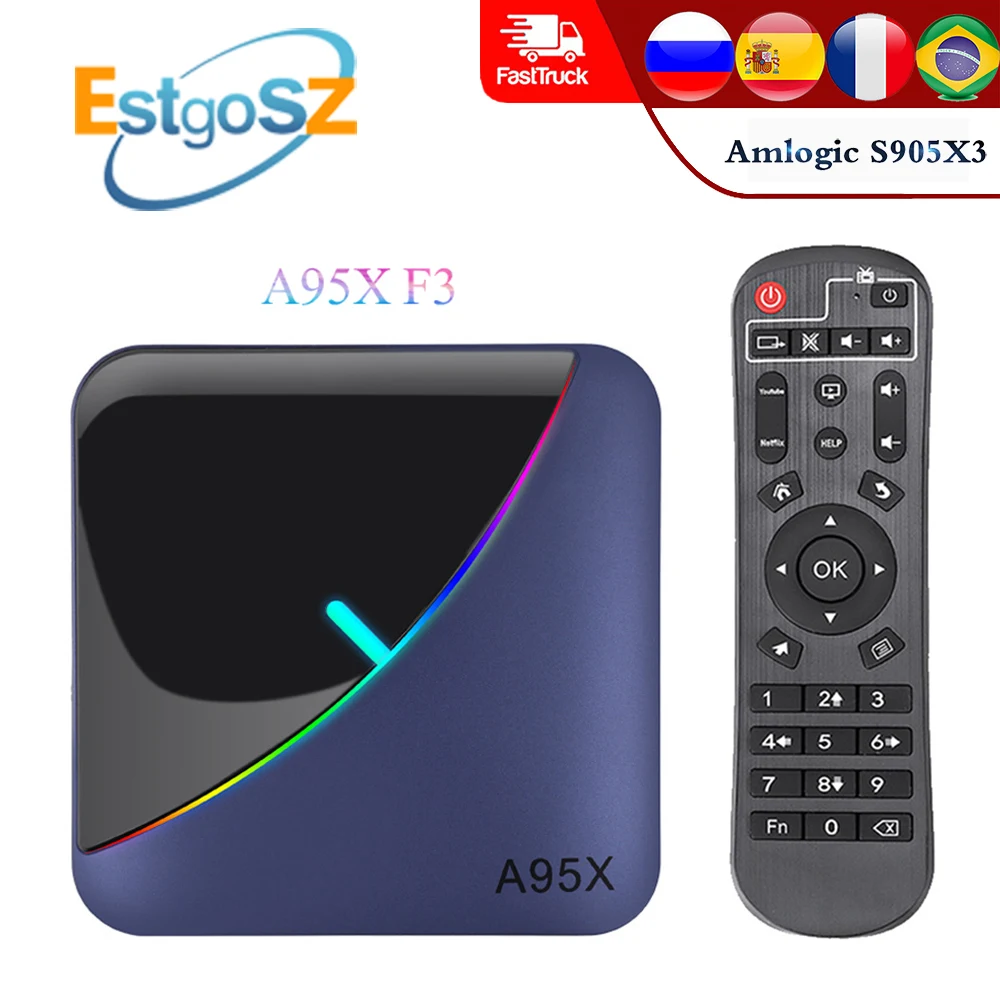 EstgoSZ A95X F3 4K Smart TV Box Android 9.0 Max 4GB 64GB Amlogic S905X3 Quad core Colorful Light Support Most of Midea Decoder
EstgoSZ A95X F3 4K Smart TV Box Android 9.0 Max 4GB 64GB Amlogic S905X3 Quad core Colorful Light Support Most of Midea Decoder