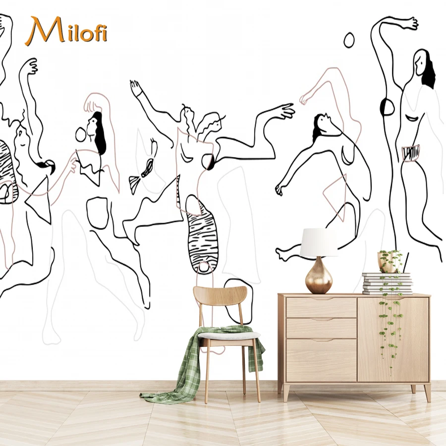 

Milofi custom modern minimalist abstract wallpaper living room bedroom background self-adhesive wall covering decorative mural