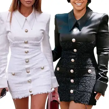 

Fashion Office Ladies suit women blazer dress Double Breasted Button Front Military Style Long Sleeve Dress