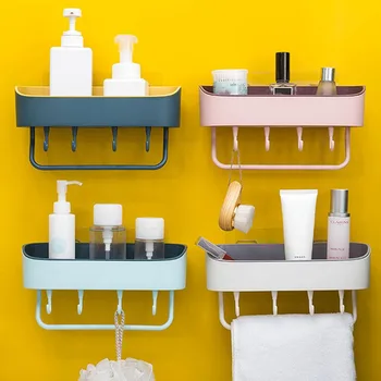 Wall-mounted Rack With Hooks Punch-free Storage Racks Bathroom Kitchen Bathroom Organizer Holder Home Kitchen Tool Accessories
Wall-mounted Rack With Hooks Punch-free Storage Racks Bathroom Kitchen Bathroom Organizer Holder Home Kitchen Tool Accessories
