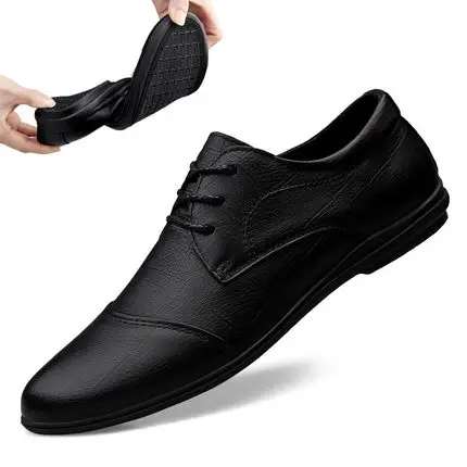 Autumn men's shoes youth men's business shoes leather Korean version of the tide soft bottom with black sports shoes
Autumn men's shoes youth men's business shoes leather Korean version of the tide soft bottom with black sports shoes