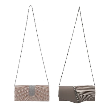 2 Pcs Ladies Party Wedding Bridal Prom Evening Diamond Clutch Bag: 1 Pcs Satin Pleated Handbag White & 1 Pcs Ruffle LY6682 Apric 
2 Pcs Ladies Party Wedding Bridal Prom Evening Diamond Clutch Bag: 1 Pcs Satin Pleated Handbag White & 1 Pcs Ruffle LY6682 Apric
