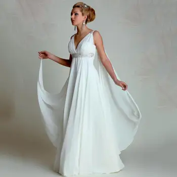Greek Goddess Wedding Dresses 2019 V Neck Empire A Line Full Length Beading White Chiffon Summer Beach Pregnant Bridal Gowns
Greek Goddess Wedding Dresses 2019 V Neck Empire A Line Full Length Beading White Chiffon Summer Beach Pregnant Bridal Gowns