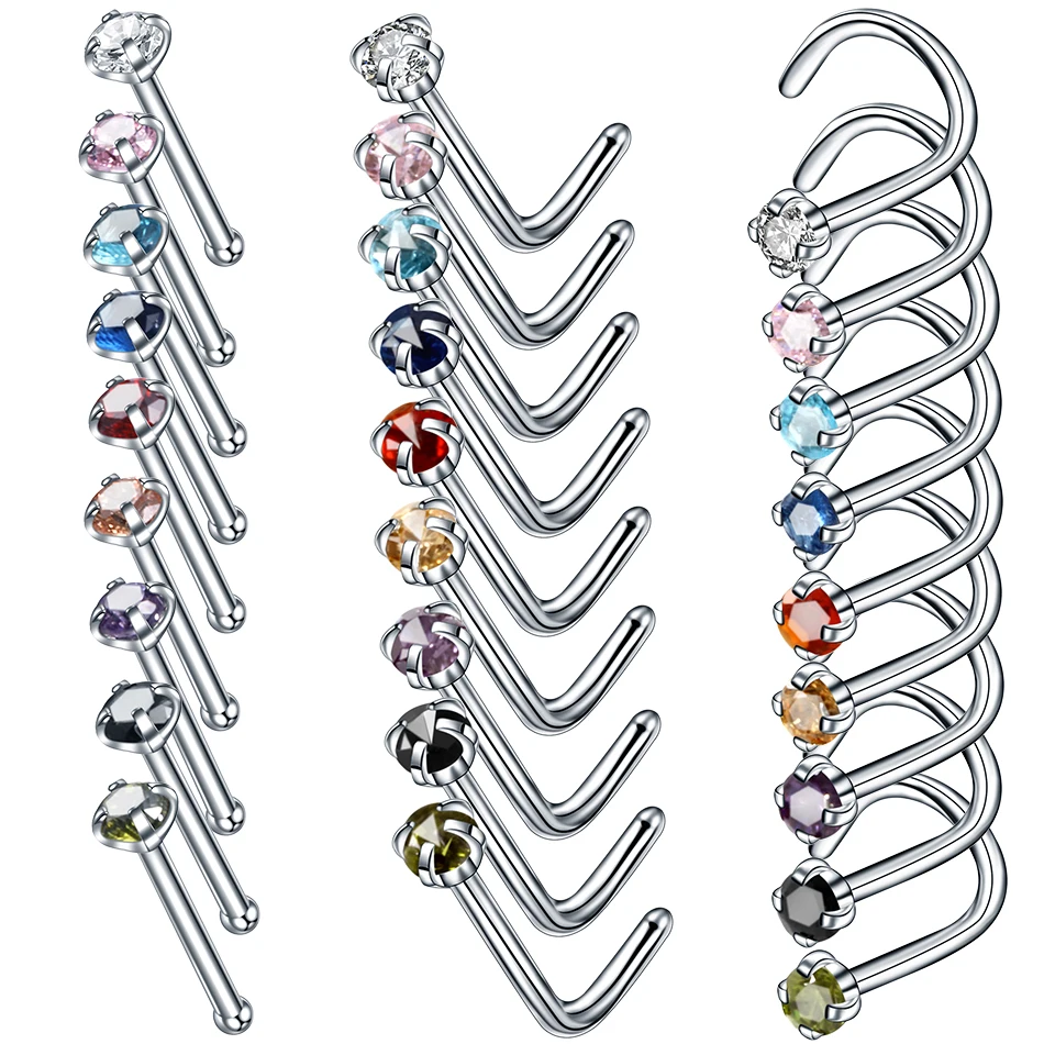 1PC Steel Prong Set 2mm Gem Nose Screw Rings Piercing L Shape Nose Studs Nose Bone Nostril Earring Screw Piercings Jewelry 20G
1PC Steel Prong Set 2mm Gem Nose Screw Rings Piercing L Shape Nose Studs Nose Bone Nostril Earring Screw Piercings Jewelry 20G