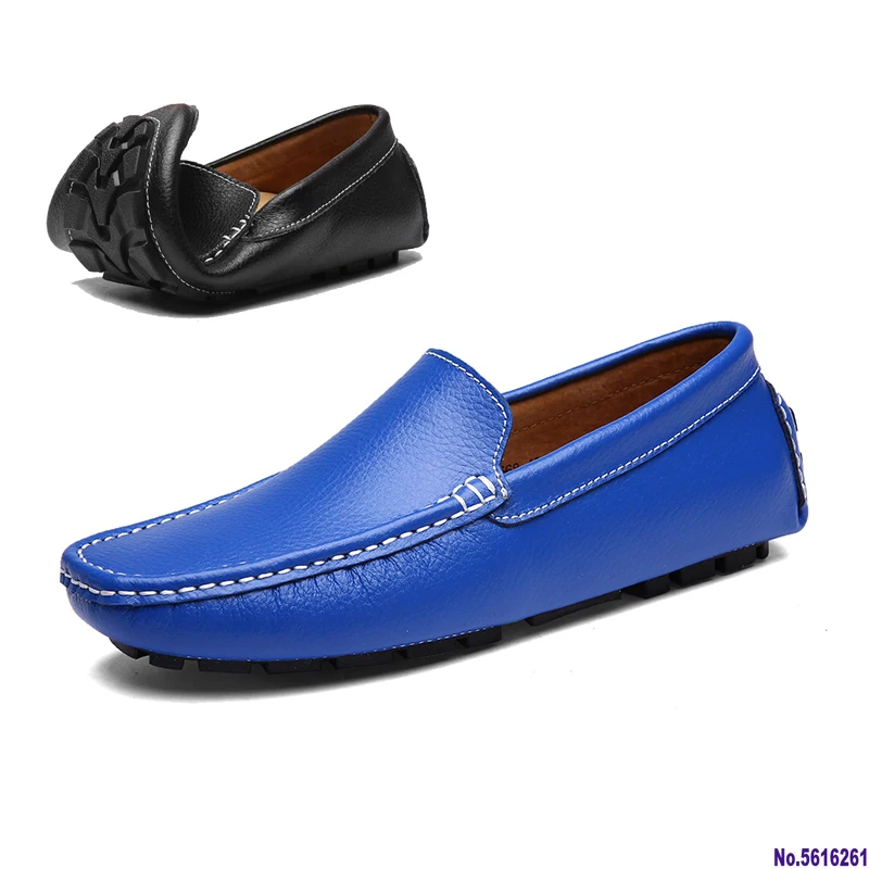 

Мужские лоферы из натуральной кожи, синие Мокасины, Мужская обувь для вождения, большой размер 38-47, женская обувь ручной работы, повседневная обувь