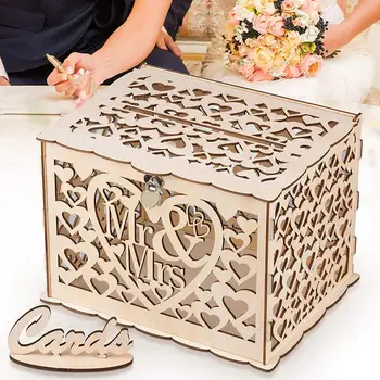 Large Size Wooden Wedding Card Box DIY Hollow Gift Card Box Money Box With Heart Lock Hold Up To 300Cards For Wedding Decoration
Large Size Wooden Wedding Card Box DIY Hollow Gift Card Box Money Box With Heart Lock Hold Up To 300Cards For Wedding Decoration
