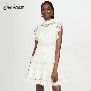 2020 New Women Fashion White Stand Collar Lace Hollow Out Sleeveless Cake Dress Bodycon Celebrity Club Party Mini Dress
2020 New Women Fashion White Stand Collar Lace Hollow Out Sleeveless Cake Dress Bodycon Celebrity Club Party Mini Dress