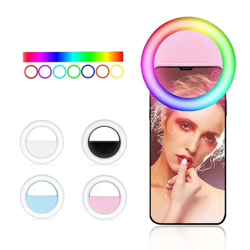 LED RGB Clip on Selfie Ring Light Rechargeable Battery ringlight for Smart Phone Camera Round Shape lighting hoops light ring
LED RGB Clip on Selfie Ring Light Rechargeable Battery ringlight for Smart Phone Camera Round Shape lighting hoops light ring