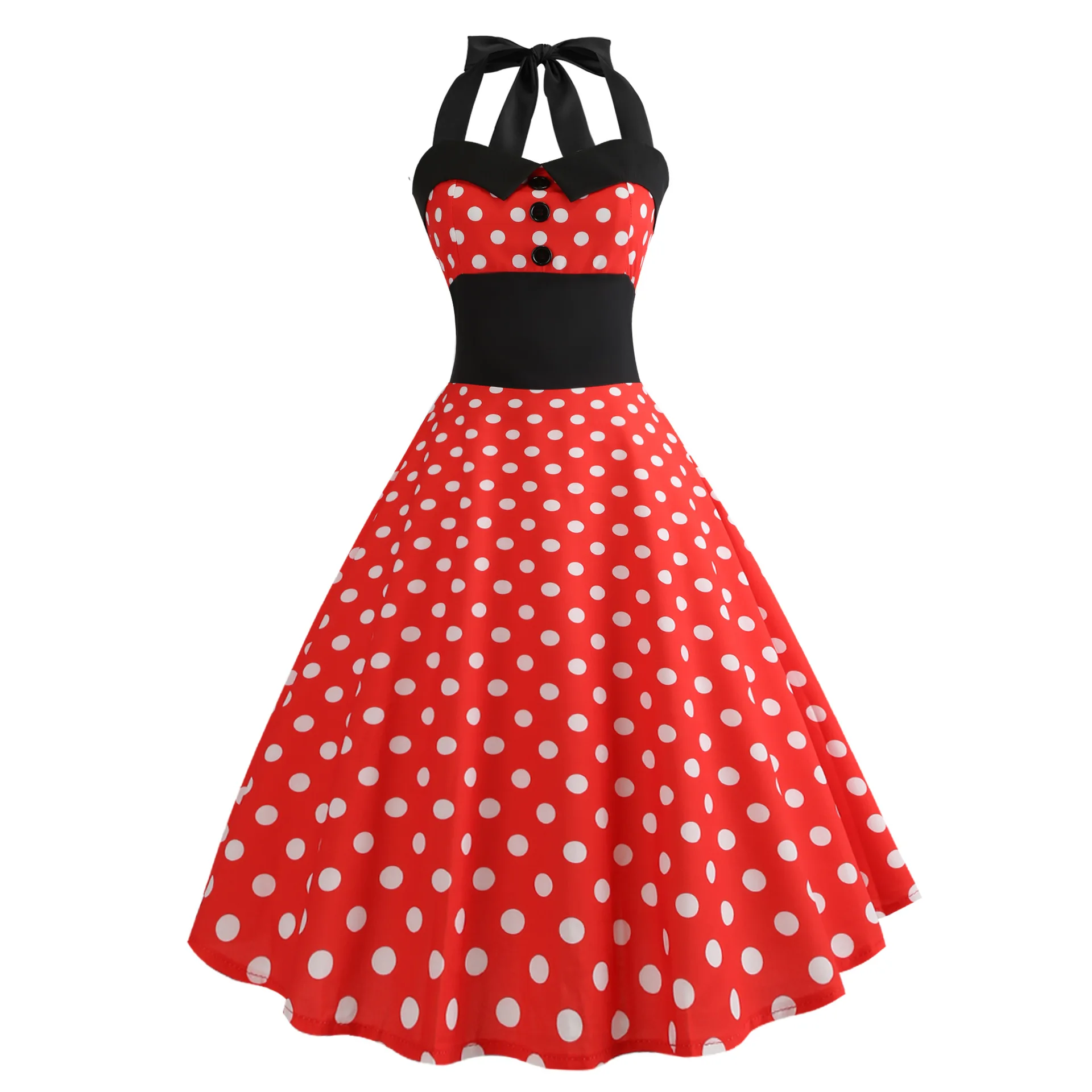 

Women Summer Dress Vintage Floral Print Rockabilly Dress Robe Femme Sundress Vestidos Plus Size Polka Dot Party Dress